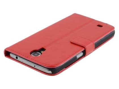 Synthetic Leather Wallet Case with Stand for Samsung Galaxy Mega 6.3 I9200 - Red
