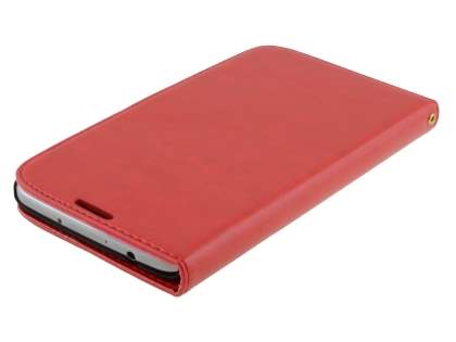 Synthetic Leather Wallet Case with Stand for Samsung Galaxy Mega 6.3 I9200 - Red