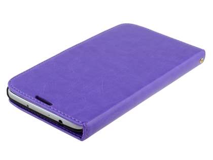Synthetic Leather Wallet Case with Stand for Samsung Galaxy Mega 6.3 I9200 - Purple