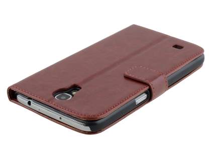 Synthetic Leather Wallet Case with Stand for Samsung Galaxy Mega 6.3 I9200 - Chocolate