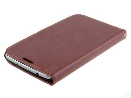 Synthetic Leather Wallet Case with Stand for Samsung Galaxy Mega 6.3 I9200 - Chocolate