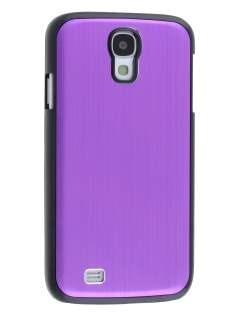 Brushed Aluminium Case for Samsung Galaxy S4 I9500 - Purple/Black Hard Case