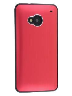 Brushed Aluminium Case for HTC One M7 - Red/Black
