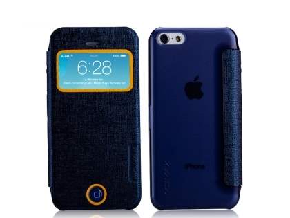Momax Flip View Case for iPhone 5c - Night Blue Leather Wallet Case