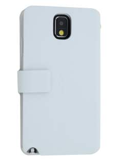 Slim Genuine Leather Portfolio Case for Samsung Galaxy Note 3 - Pearl White Leather Wallet Case