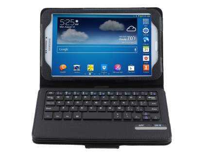 Synthetic Leather Case with Bluetooth Keyboard for Samsung Tab 3 8.0 - Black Keyboard