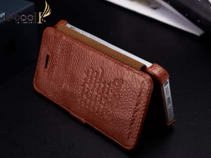 k-cool iPhone SE(1st Gen)/5s/5 Slim Genuine Leather Wallet Case - Brown