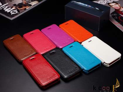 k-cool iPhone SE(1st Gen)/5s/5 Slim Genuine Leather Wallet Case - Brown