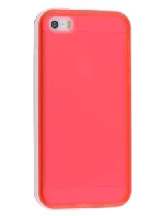 Transparent TPU Gel Case for iPhone 5c - Red/White Soft Cover