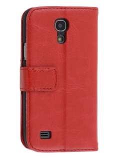Synthetic Leather Wallet Case with Stand for Samsung Galaxy S4 mini - Red