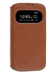 k-cool Smart Genuine Leather Wallet Case with Stand for Samsung Galaxy S4 I9500 - Brown Leather Wallet Case