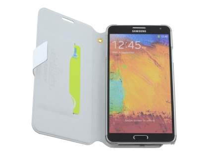 Slim Genuine Leather Portfolio Case for Samsung Galaxy Note 3 - Pearl White
