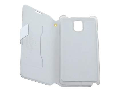 Slim Genuine Leather Portfolio Case for Samsung Galaxy Note 3 - Pearl White