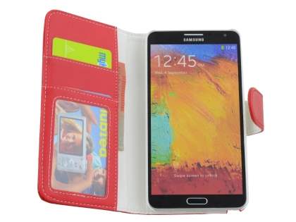 Synthetic Leather Wallet Case with Stand for Samsung Galaxy Note 3 - Red