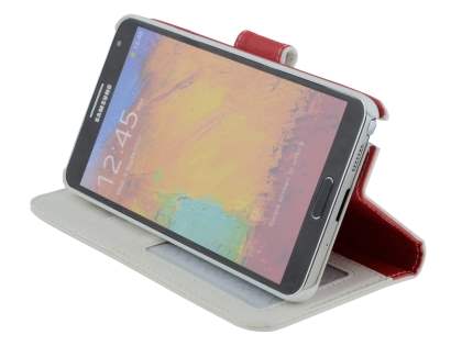 Synthetic Leather Wallet Case with Stand for Samsung Galaxy Note 3 - Red