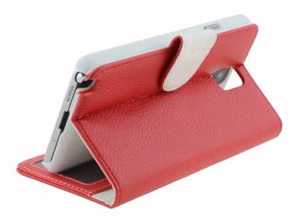 Synthetic Leather Wallet Case with Stand for Samsung Galaxy Note 3 - Red