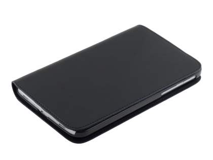 Premium Genuine Leather Slim Portfolio Case with Stand for Samsung Galaxy Tab 3 7.0 - Classic Black