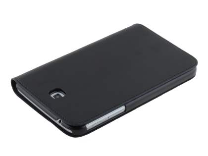 Premium Genuine Leather Slim Portfolio Case with Stand for Samsung Galaxy Tab 3 7.0 - Classic Black