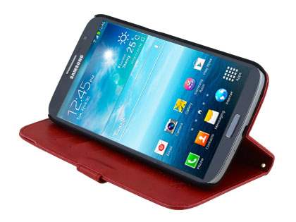 Synthetic Leather Wallet Case with Stand for Samsung Galaxy Mega 6.3 I9200 - Red