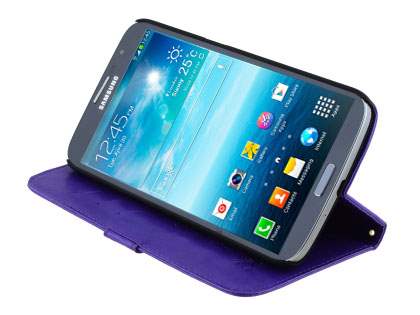 Synthetic Leather Wallet Case with Stand for Samsung Galaxy Mega 6.3 I9200 - Purple