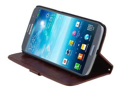 Synthetic Leather Wallet Case with Stand for Samsung Galaxy Mega 6.3 I9200 - Chocolate