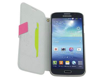 Slim Genuine Leather Portfolio Case for Samsung Galaxy Mega 5.8 I9150 - Pink