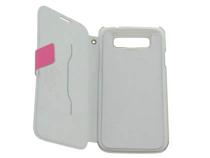 Slim Genuine Leather Portfolio Case for Samsung Galaxy Mega 5.8 I9150 - Pink