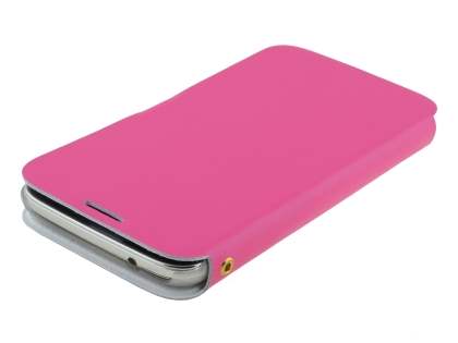 Slim Genuine Leather Portfolio Case for Samsung Galaxy Mega 5.8 I9150 - Pink