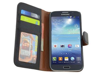 Synthetic Leather Wallet Case with Stand for Samsung Galaxy Mega 5.8 I9150 - Classic Black
