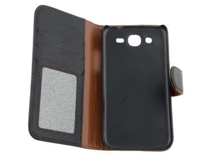 Synthetic Leather Wallet Case with Stand for Samsung Galaxy Mega 5.8 I9150 - Classic Black