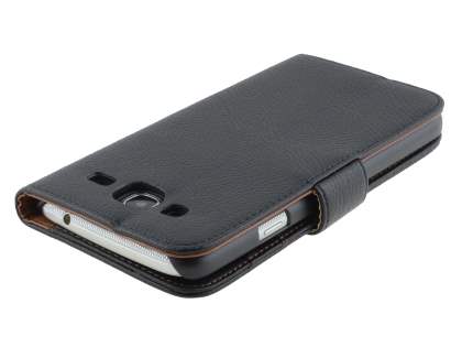 Synthetic Leather Wallet Case with Stand for Samsung Galaxy Mega 5.8 I9150 - Classic Black