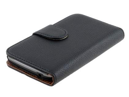 Synthetic Leather Wallet Case with Stand for Samsung Galaxy Mega 6.3 I9200 - Classic Black