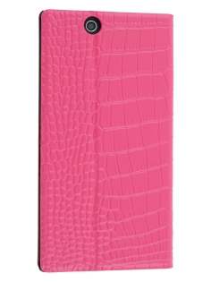 TS-CASE crocodile pattern Genuine leather Wallet Case for Sony Xperia Z Ultra - Pink Leather Wallet Case