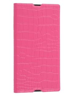 TS-CASE crocodile pattern Genuine leather Wallet Case for Sony Xperia Z Ultra - Pink
