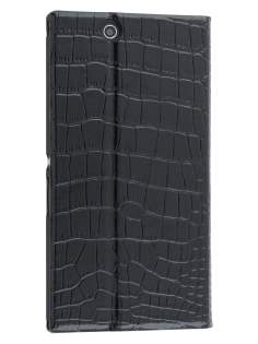 TS-CASE crocodile pattern Genuine leather Wallet Case for Sony Xperia Z Ultra - Classic Black Leather Wallet Case