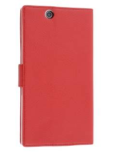 Slim Synthetic Leather Wallet Case with Stand for Sony Xperia Z Ultra - Red Leather Wallet Case