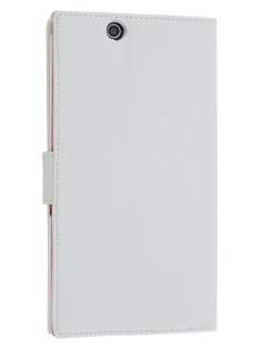 Slim Synthetic Leather Wallet Case with Stand for Sony Xperia Z Ultra - Pearl White Leather Wallet Case