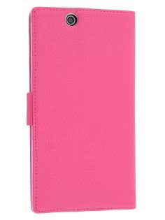 Slim Synthetic Leather Wallet Case with Stand for Sony Xperia Z Ultra - Pink Leather Wallet Case