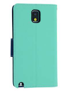 Mercury Goospery Colour Fancy Diary Case with Stand for Samsung Galaxy Note 3 - Mint/Navy