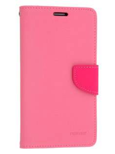 Mercury Goospery Colour Fancy Diary Case with Stand for Samsung Galaxy Note 3 - Pink/Hot Pink