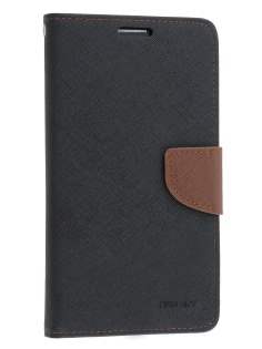 Mercury Goospery Colour Fancy Diary Case with Stand for Samsung Galaxy Note 3 - Black/Brown Leather Wallet Case