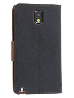 Mercury Goospery Colour Fancy Diary Case with Stand for Samsung Galaxy Note 3 - Black/Brown