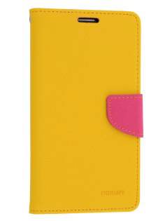 Mercury Goospery Colour Fancy Diary Case with Stand for Samsung Galaxy Note 3 - Yellow/Hot Pink Leather Wallet Case