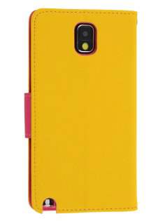 Mercury Goospery Colour Fancy Diary Case with Stand for Samsung Galaxy Note 3 - Yellow/Hot Pink