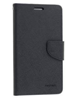 Mercury Goospery Colour Fancy Diary Case with Stand for Samsung Galaxy Note 3 - Classic Black Leather Wallet Case