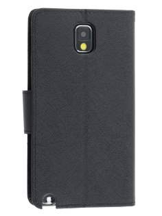 Mercury Goospery Colour Fancy Diary Case with Stand for Samsung Galaxy Note 3 - Classic Black
