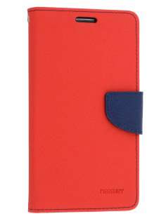 Mercury Goospery Colour Fancy Diary Case with Stand for Samsung Galaxy Note 3 - Red/Navy Leather Wallet Case