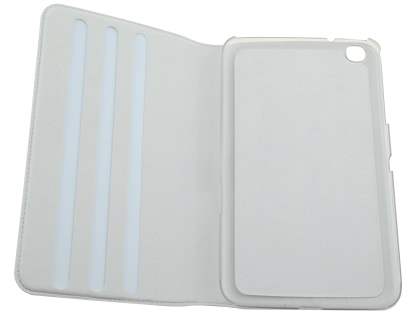 Premium Genuine Leather Slim Portfolio Case with Stand for Samsung Galaxy Tab 3 8.0 - Pearl White