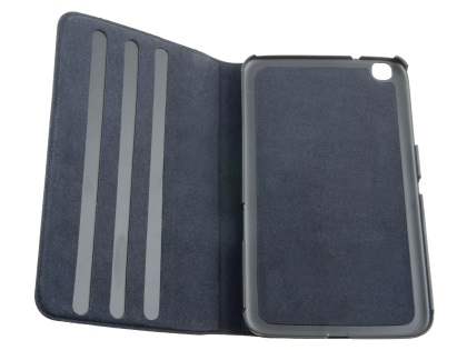Premium Genuine Leather Slim Portfolio Case with Stand for Samsung Galaxy Tab 3 8.0 - Classic Black