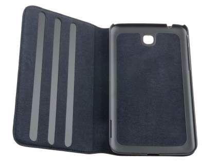 Premium Genuine Leather Slim Portfolio Case with Stand for Samsung Galaxy Tab 3 7.0 - Classic Black